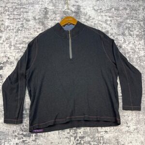 Robert Graham Men's 2XL Quarter Zip Pullover Grey Contrast Stitch Cotton Hipster